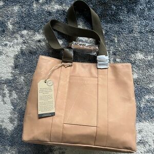 FEED Genuine Leather Work Tote | Almond Tan | Laptop Carryall | NWT